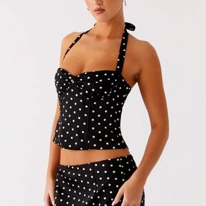 Pepper may Breanne Polka Dot Halter Top